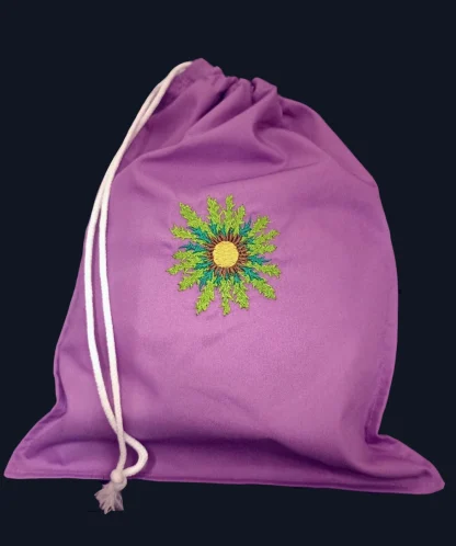 Bolsa de almuerzo bordado Eguzki Lore Fucsia - Imagen 2