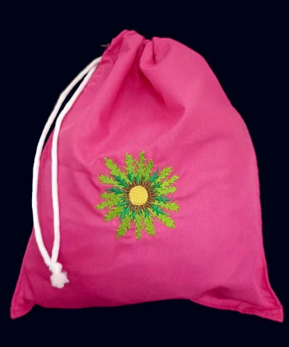 Bolsa de almuerzo bordado Eguzki Lore Fucsia
